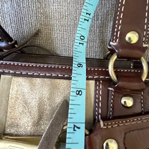 Coach Suede & Leather Patchwork Hampton Satchel Bag - Picture 9 of 14